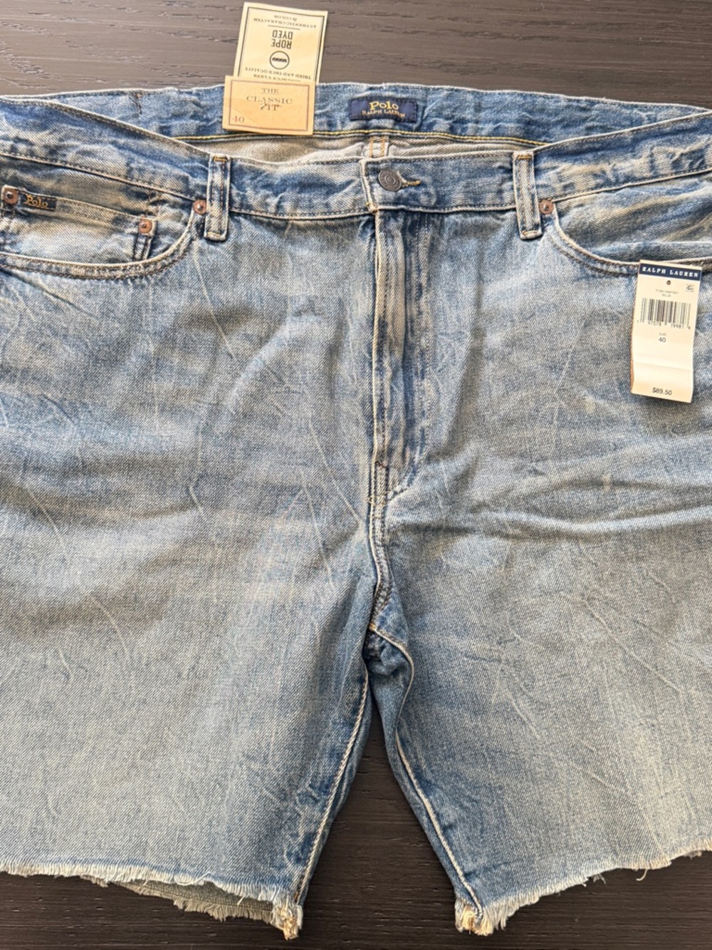Ralph Lauren Blue Denim Cutoff Shorts with Frayed Hem